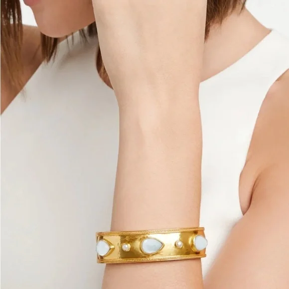 Julie Vos Cannes Stone Statement Hinge Bangle