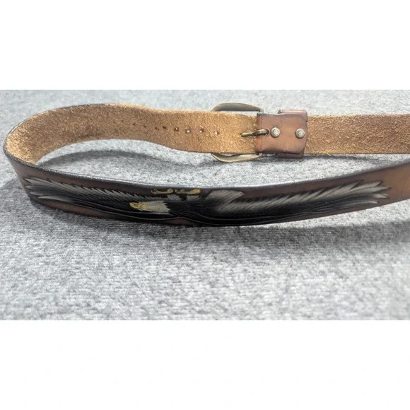 Leegin Belt Men 32 American Eagle Embossed Leather Western Rodeo Cowboy Ranch