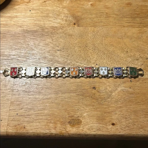 Vintage France Souvenir Bracelet 1960's Fleur De Lis Coat of Arms