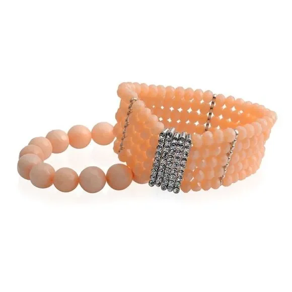 Simulated Citrine Austrian Crystal Silvertone Bracelets (Stretchable)