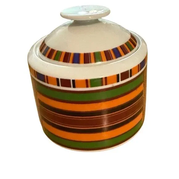 Royal Porcelain made for Struggleman Inc Aztec Stripe‎ Sugar Bowl with Lid
