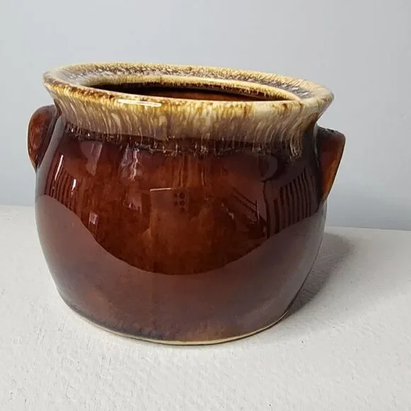 Vintage Hull Pottery Brown Drip Oven Proof Individual Bean Pot No Lid
