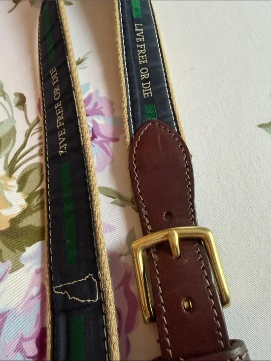 J.R.Hill & Co. NH Brown Leather Men’s Belt Live free or die Size 42