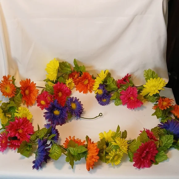 Artificial Floral Garlands - Qty 2 - Pink, Orange, Yellow, Purple