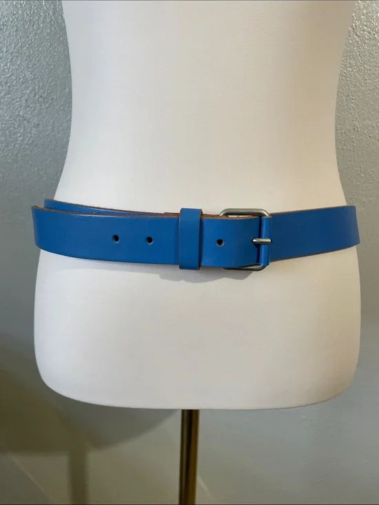Leather Made In Italy Belt Sz 34 Blue Classic Minimalist Men Wear Club Monoco