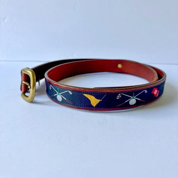 Trafalgar Belt Mens Size 40 Leather Golf Themed Sportwear Made In USA