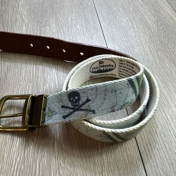 Doc Murphy Mens Belt USA IBIS Nautical Topographic Skull‎ Pirate Boating Ship