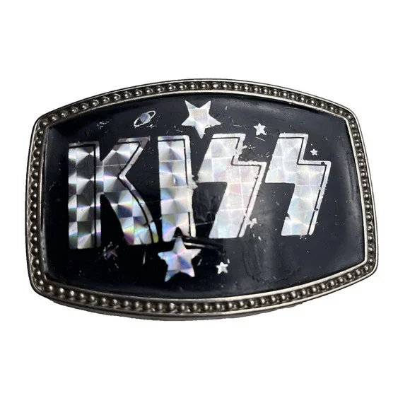 Kiss Vintage Belt Buckle Silver Prism Stars Planets Saturn Rock Collectible