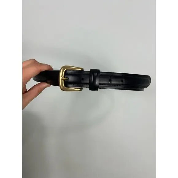 Men's Chaps Black and Brown Gold Belt buckle genuine Leather Belt