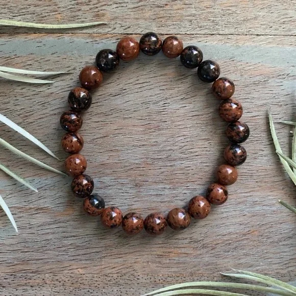 🆕New Mahogany Obsidian Gemstone Bracelet 8mm