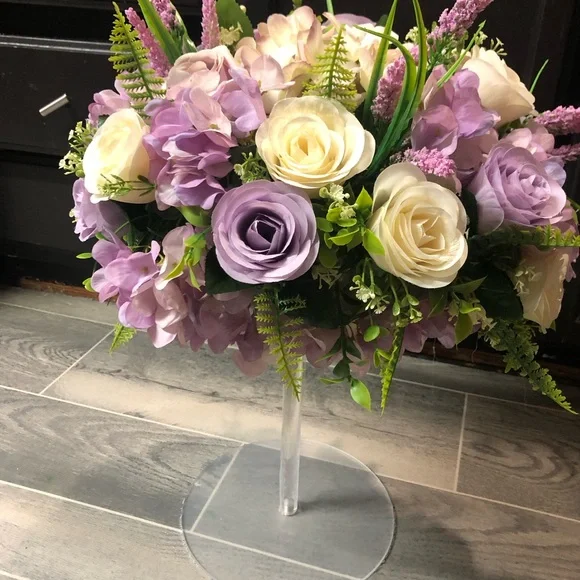 Elegant Purple and Cream Floral Arrangements priced for (17)
