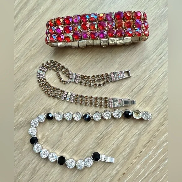 Elegant Multicolor Crystal Jewelry Set of 3 bracelets.