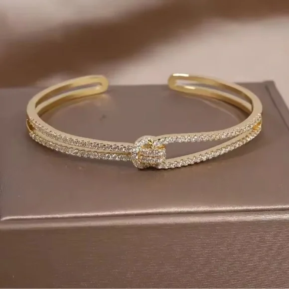 Antro! Classic Lux cuff crystal Gold Knot Bracelet