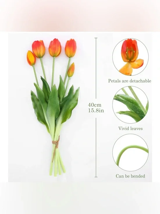 Fake Tulips Artificial Flowers Realistic Touch. 20 pcs New in package