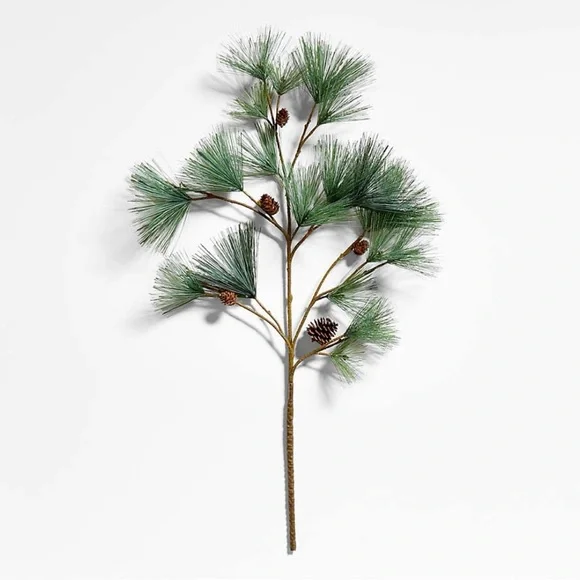 Crate and Barrel Faux Pine Needle Stem with Pinecones