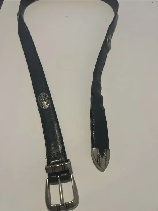 men's black genuine leather golf concho belt