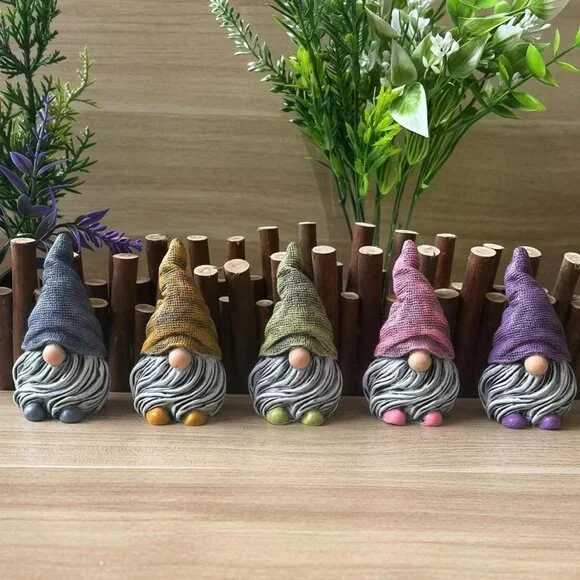 Whimsical Mini Gnome Figurines - 5-Piece Set for Indoor and Outdoor Use