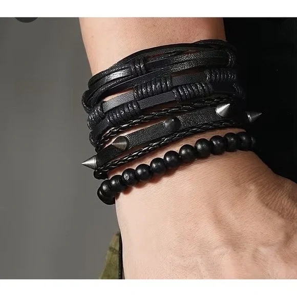 leather bracelet set men
