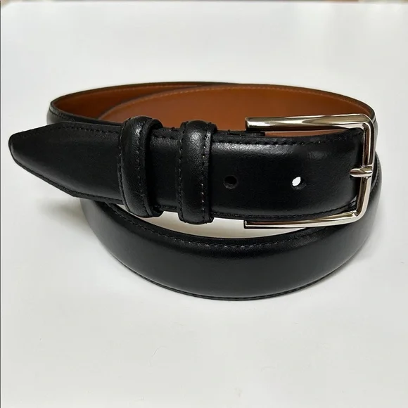 Nordstrom Men’s Shop black leather belt. Size‎ 38. Silver buckle. Made in USA.