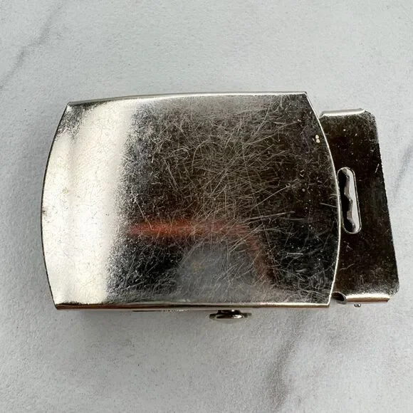 Silver Tone Web Clamp Simple Basic Belt Buckle