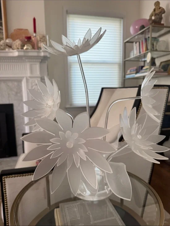 Frosted White Acrylic Floral Sculpture - Home Accents