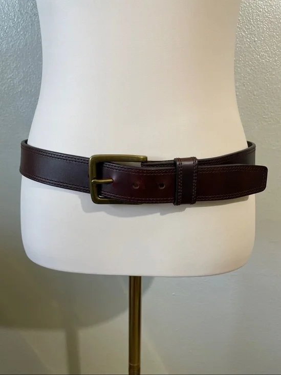 Chestnut Brown Leather Belt Heritage Workwear Sz 34 USA Utility Rugged Carhartt