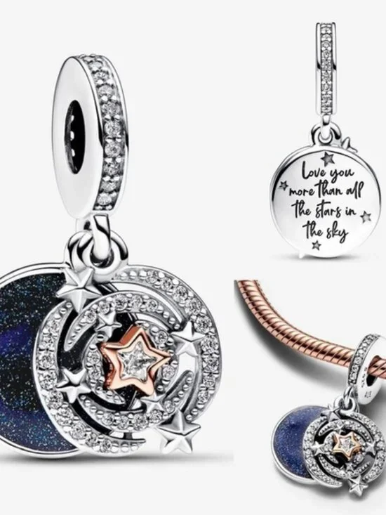 Two-tone Shooting Star Double Dangle Charm