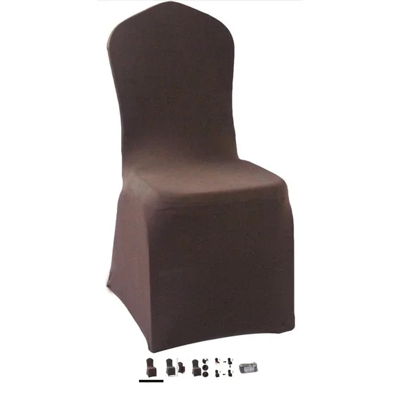 12 Pack‎ Spandex Chair Covers Banquet OS Brown New Stretch
