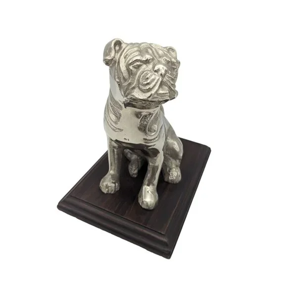 Cast Aluminum Pug/Bulldog Figurine‎ On Wooden Stand 7