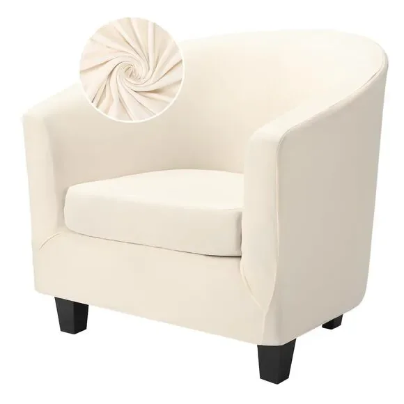 Barrel Chair Covers 2 Piece, Round Couch Cover Club Chair & Cushion Slipcover