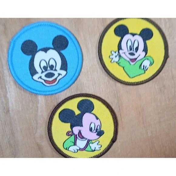 Disney 3x Baby Mickey Mouse Yellow Round Shape Sewing & Craft Patch
