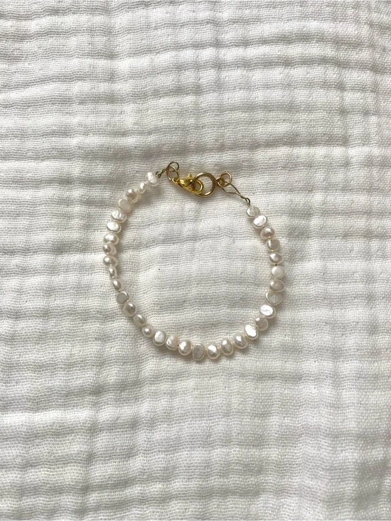 Freshwater Pearl Chain Bracelet with Gold Clasp