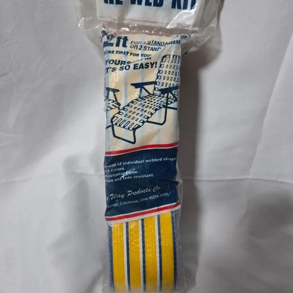 Re Web Kit Yellow Blue White Stripe‎ 22ft For 1 Chaise or 2 Standard Lawn Chairs