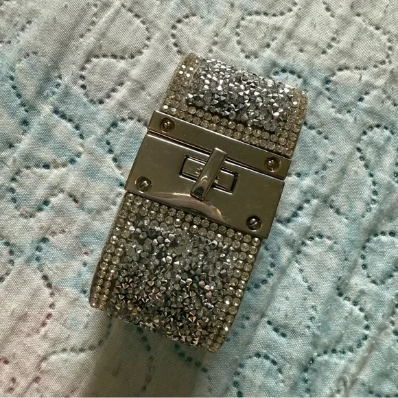 Sparkling Silver Rhinestone Thick Bracelet