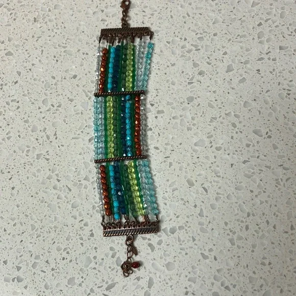 AVON 2001 Sea Blue Multi Strand Wide Bracelet.‎ In excellent condition