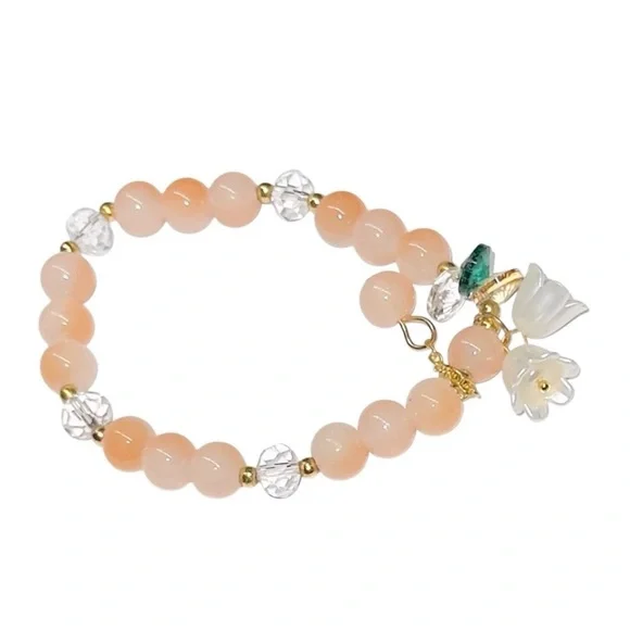 UNBRANDED STRETCH Bracelet With Lily Of The Valley GLASS BEADS