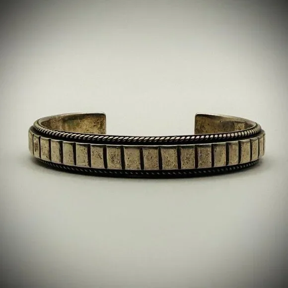 Artie Yellowhorse HC Heavy Sterling Silver Textured Cuff Bracelet