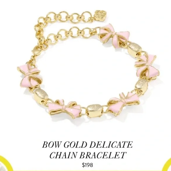 Kendra Scott x LoveShackFancy Bow Gold Delicate Chain Bracelet NEW‎