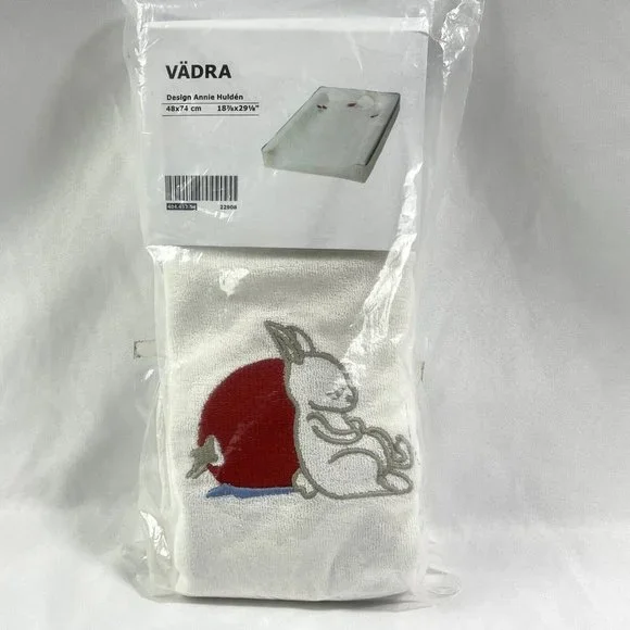 IKEA Vadra Hulden Cover Baby Changing Pad Rabbit Pattern White 18 7/8