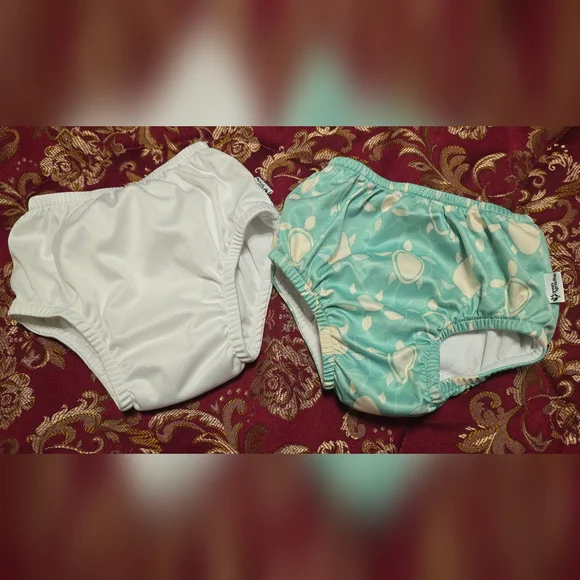 Aqua and White Swim Diapers for Kids