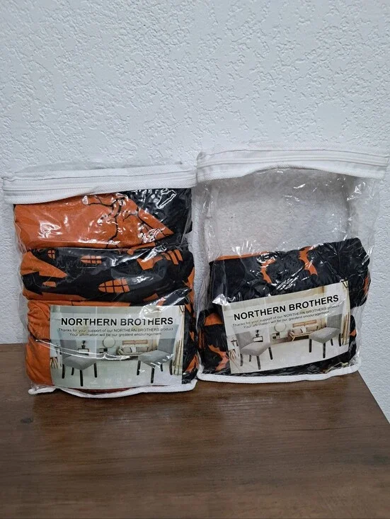 Northern Brothers Dinning Chair Slip Covers Set Of 6 Black Orange Halloween Fall
