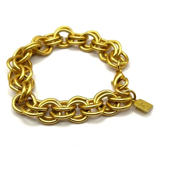 Anne Klein Gold-Tone Double Chain Link Bracelet Vintage
