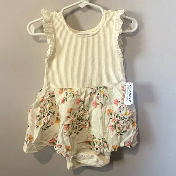 Old Navy Cream Floral Baby Romper Cover