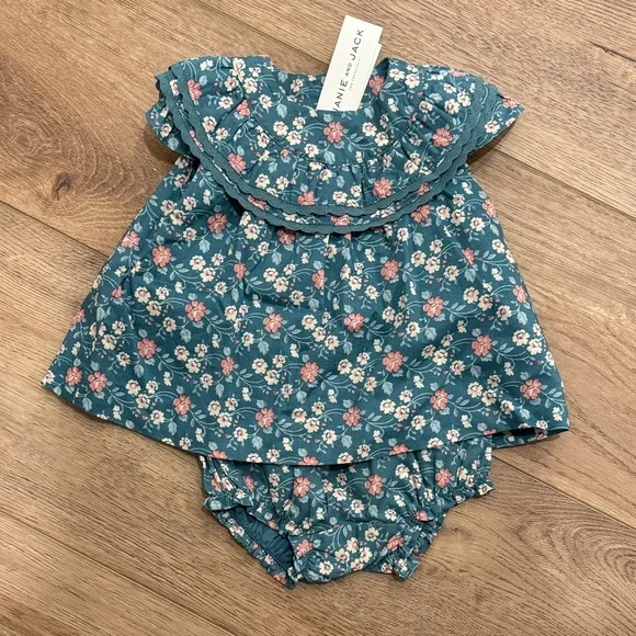 Janie and Jack Floral Diaper Cover - Teal and Pink