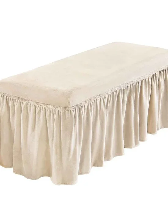 NICEEC Spandex Stretch Dining Bench Cover with Skirt N426