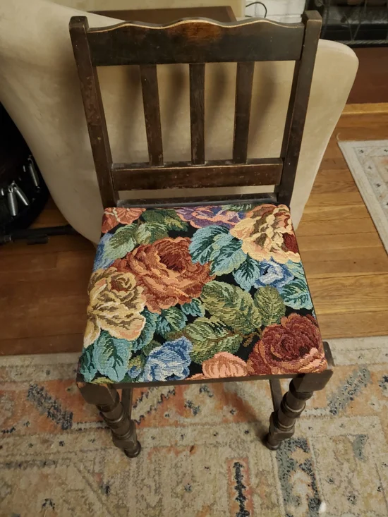 Floral Tapestry Accent Miniature Chair with Multicolor Seat
