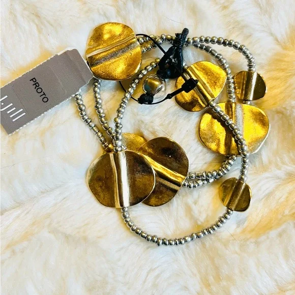 J Jill set 3 stretch bracelets Silver Gold NWT