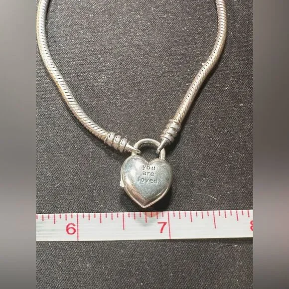 Silver Heart Charm bracelet with Logo