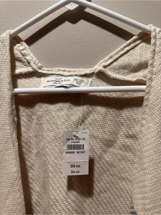 Abercrombie and Fitch Ivory Fringe Sweater Poncho