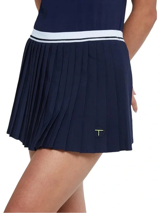 Sergio‎ Tacchini Vigentino Tennis Skort Navy Blue Pleated White Stripe Waist XS